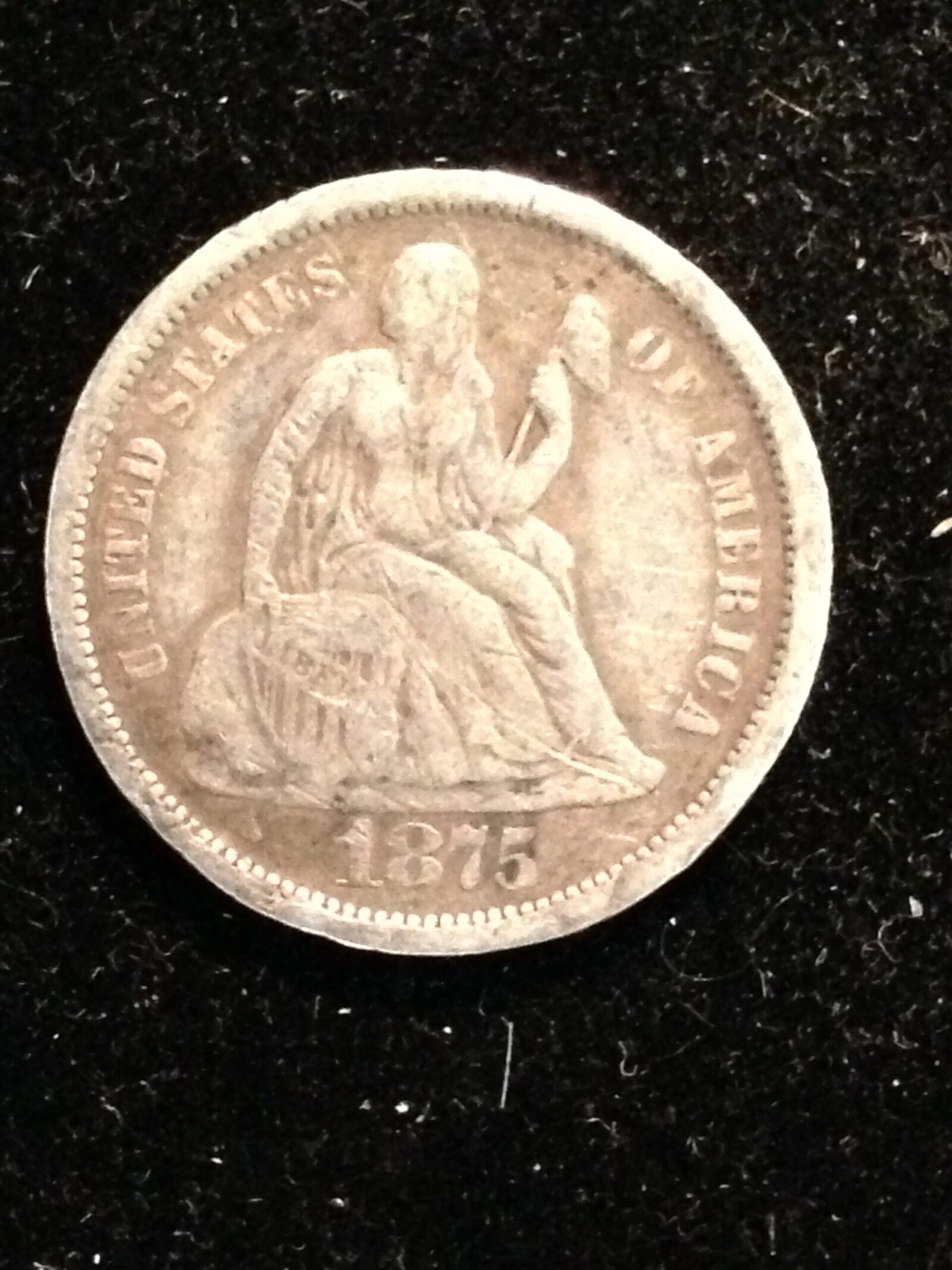1875-S Seated Liberty Dime (Below Wreath) VF/XF