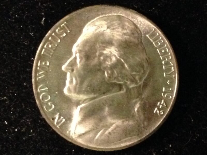 1942-P Jefferson War Time Nickel GemBU