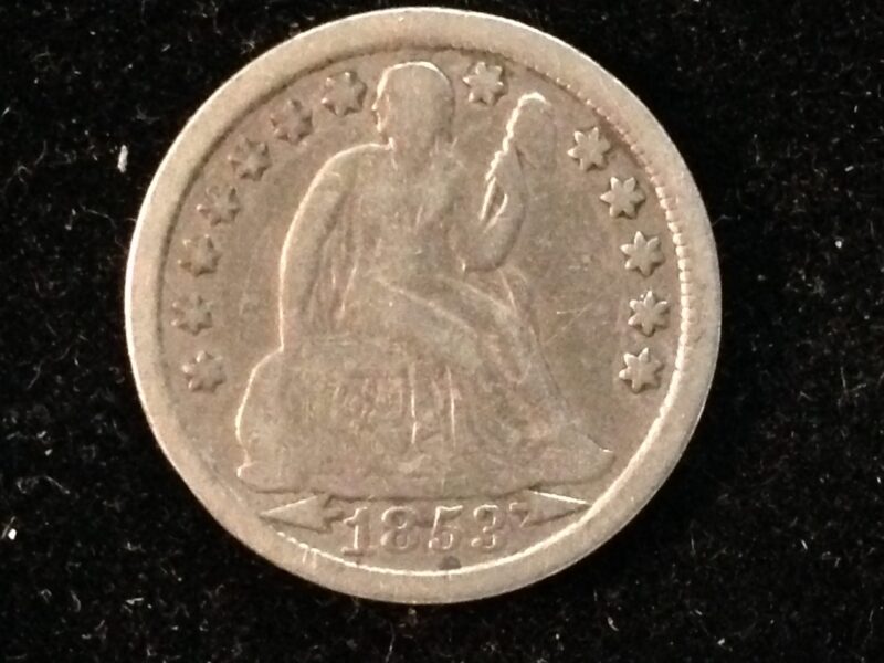 1853 Seated Dime W/arrows VG