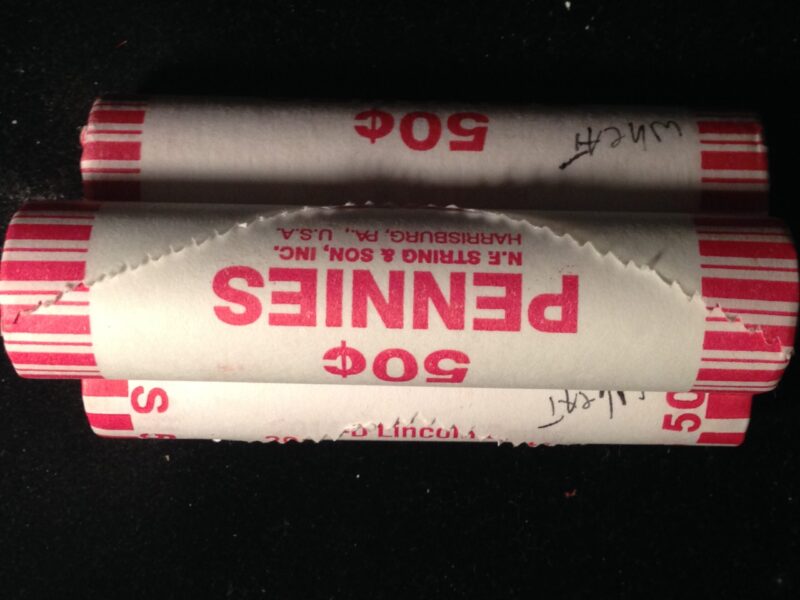 Mixed Date Wheat Cent Rolls Avg Circ