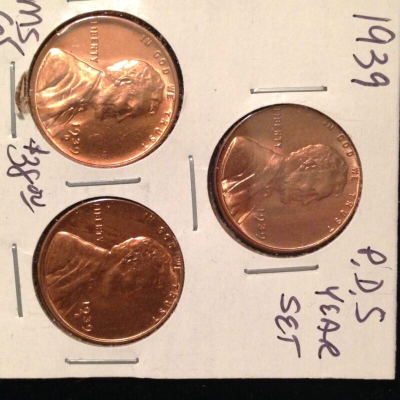 1939 PDS Lincoln Cent Year Set ChBU
