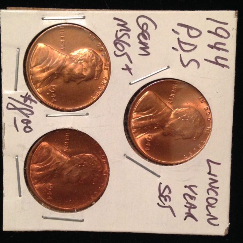 1944 PDS Lincoln Cent Year Set Gem BU