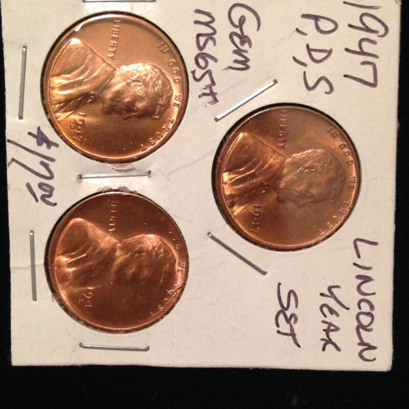 1947 PDS Lincoln Cent Year Set Gem BU