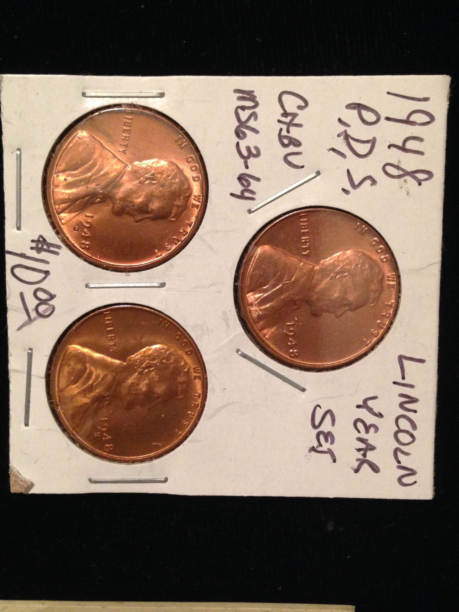 1948 PDS Lincoln Cent Year Set Gem BU