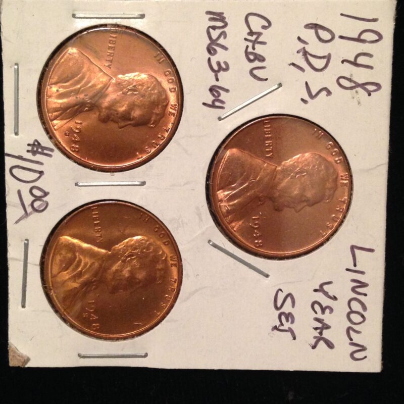1948 PDS Lincoln Cent Year Set Gem BU