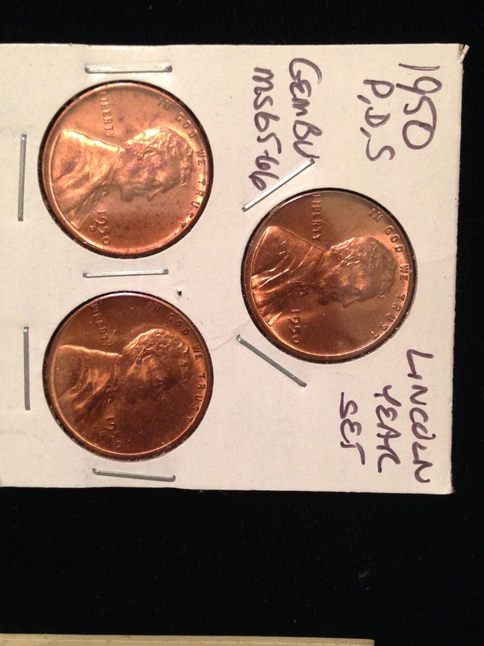 1950 PDS Lincoln Cent Year Set Gem BU