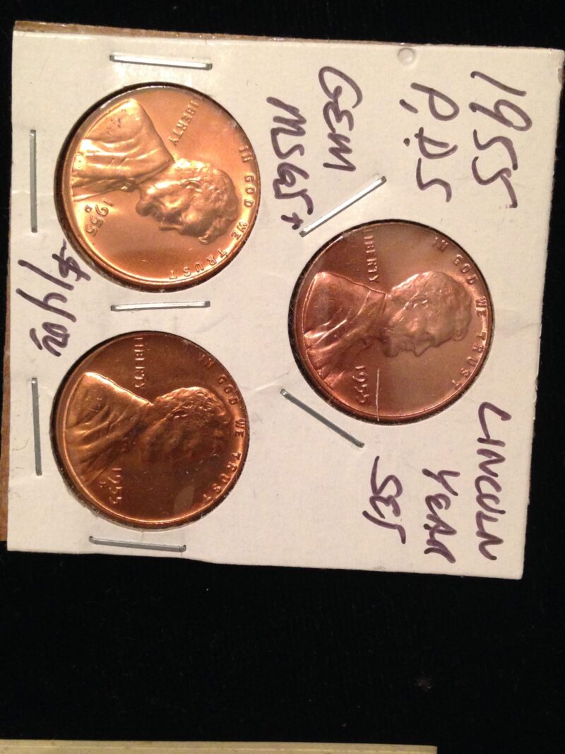 1955 PDS Lincoln Cent Year Set Gem BU
