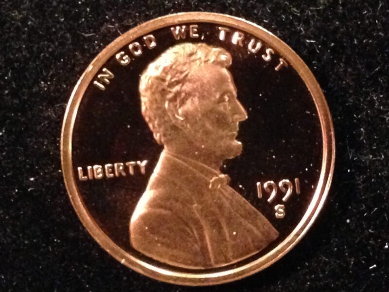 1991-S Lincoln Cent Gem Proof