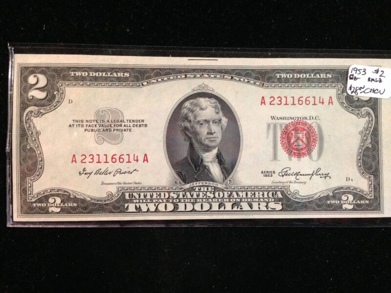1953 $2.00 Red Seal USN CU