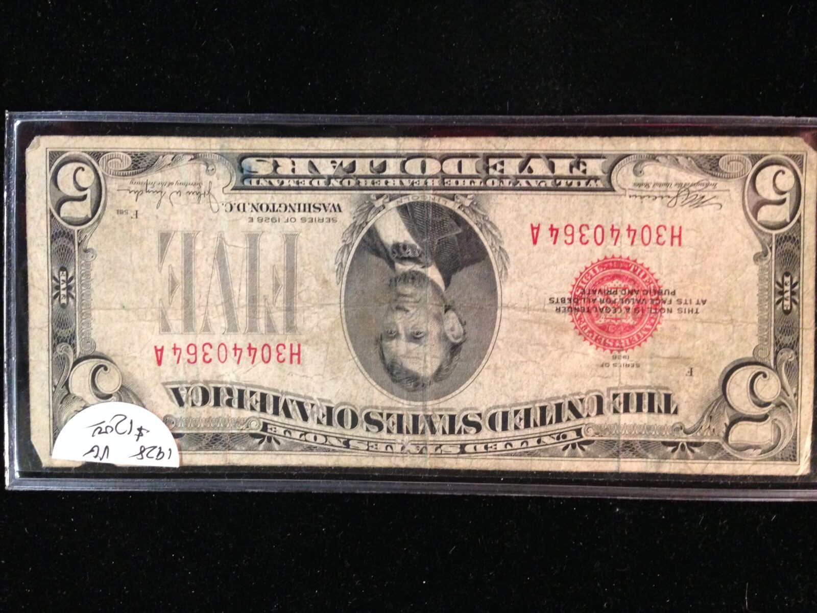 1928 $5.00 Red Seal USN VG