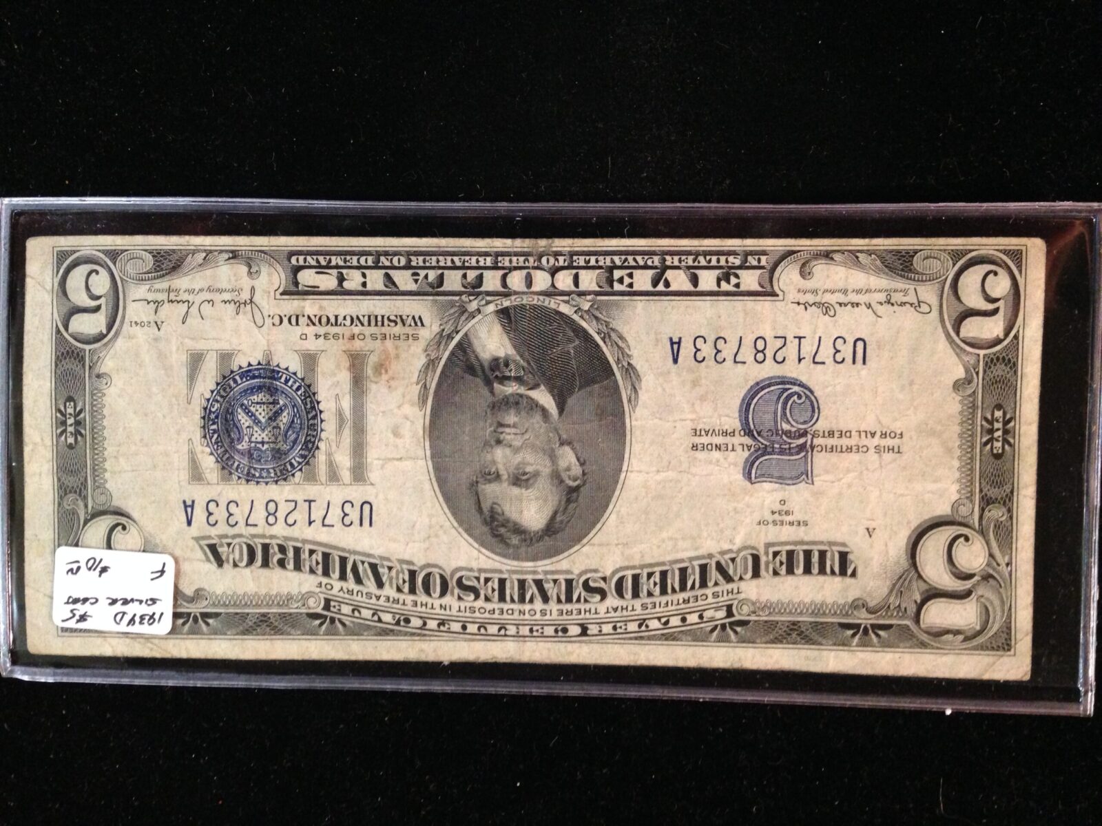 1934-1953 $5.00 Silver Certificate VG-VF