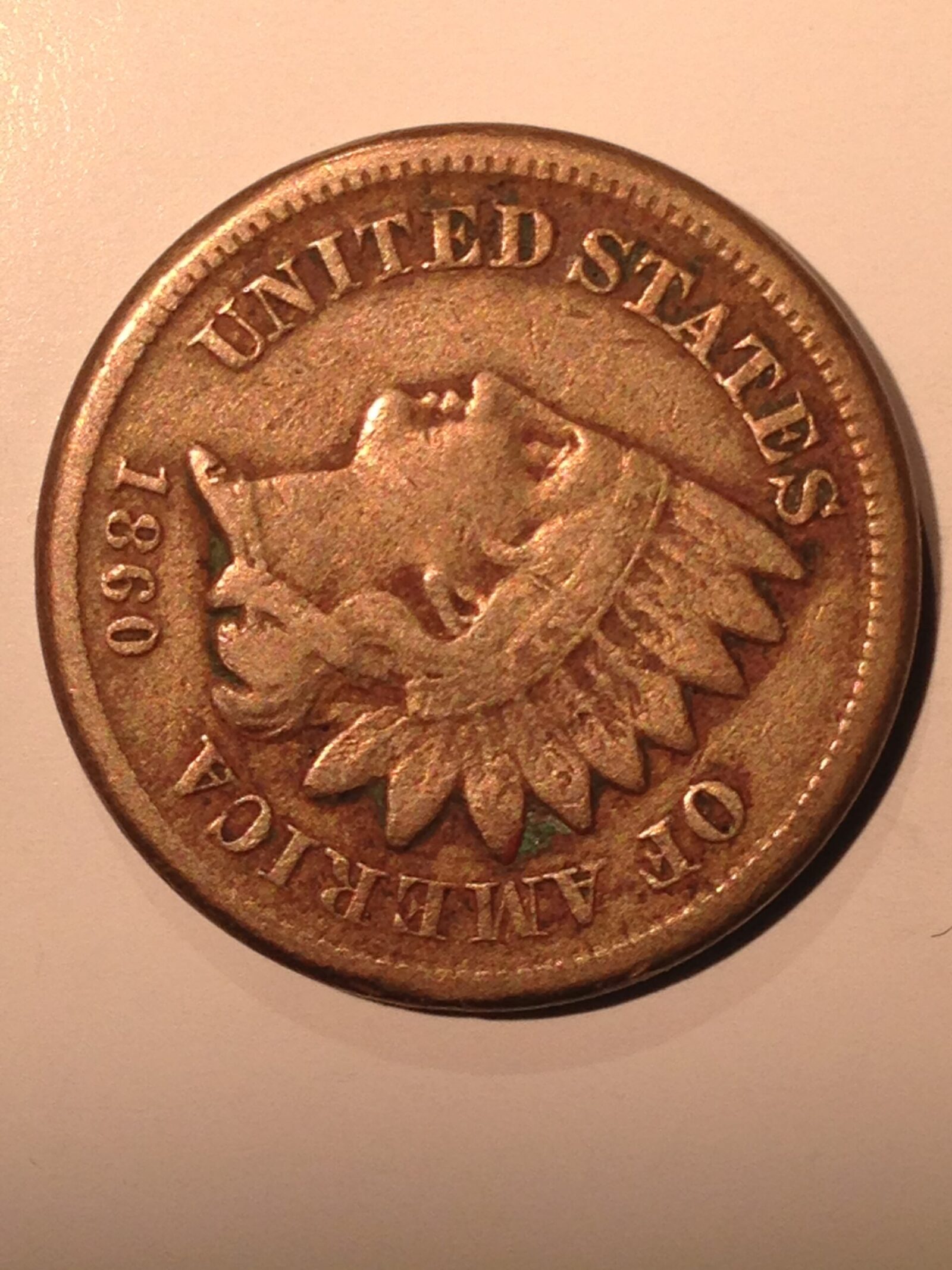 1860 Indian Cent F