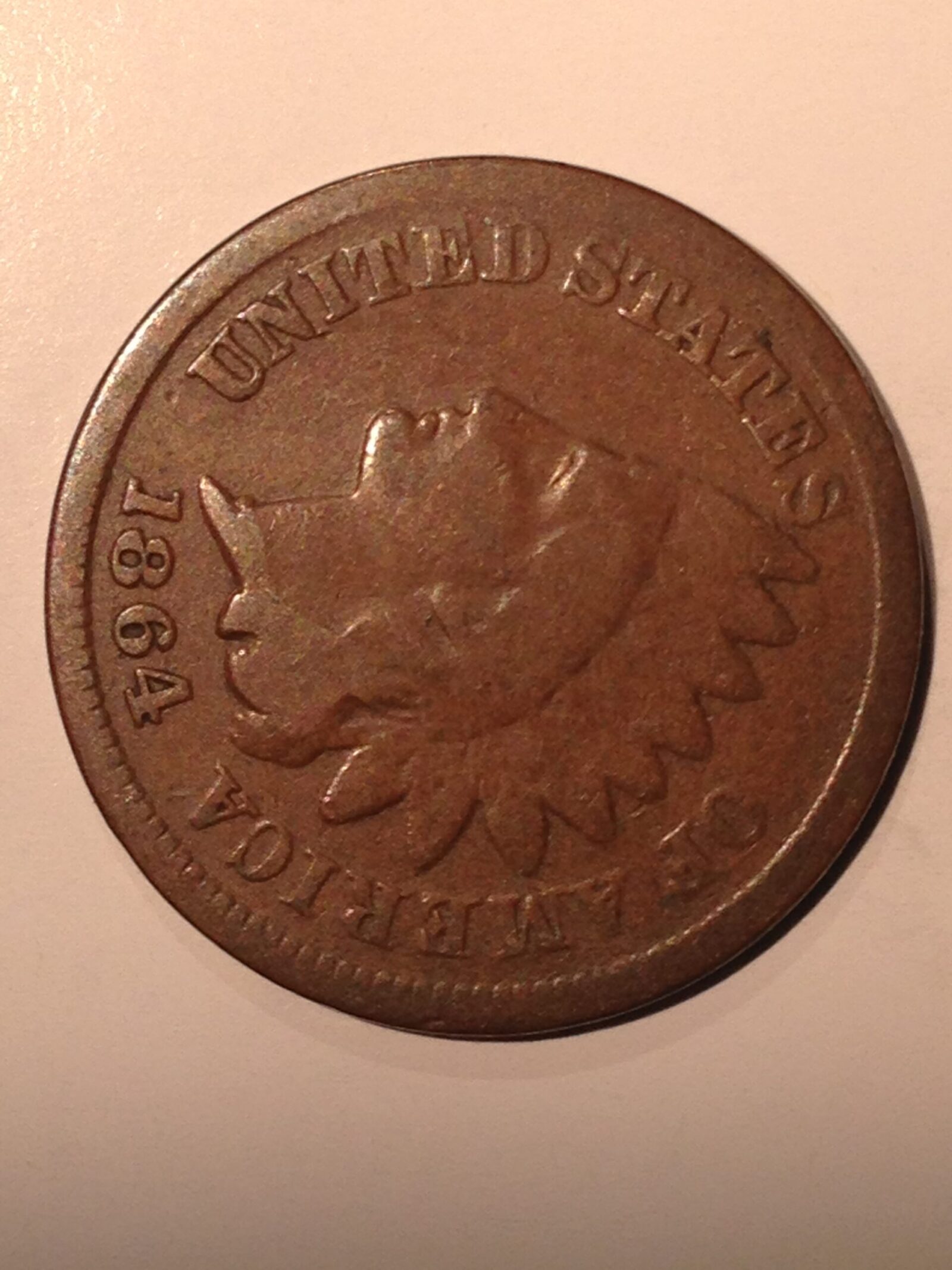 1864  Indian Cent Bronze F