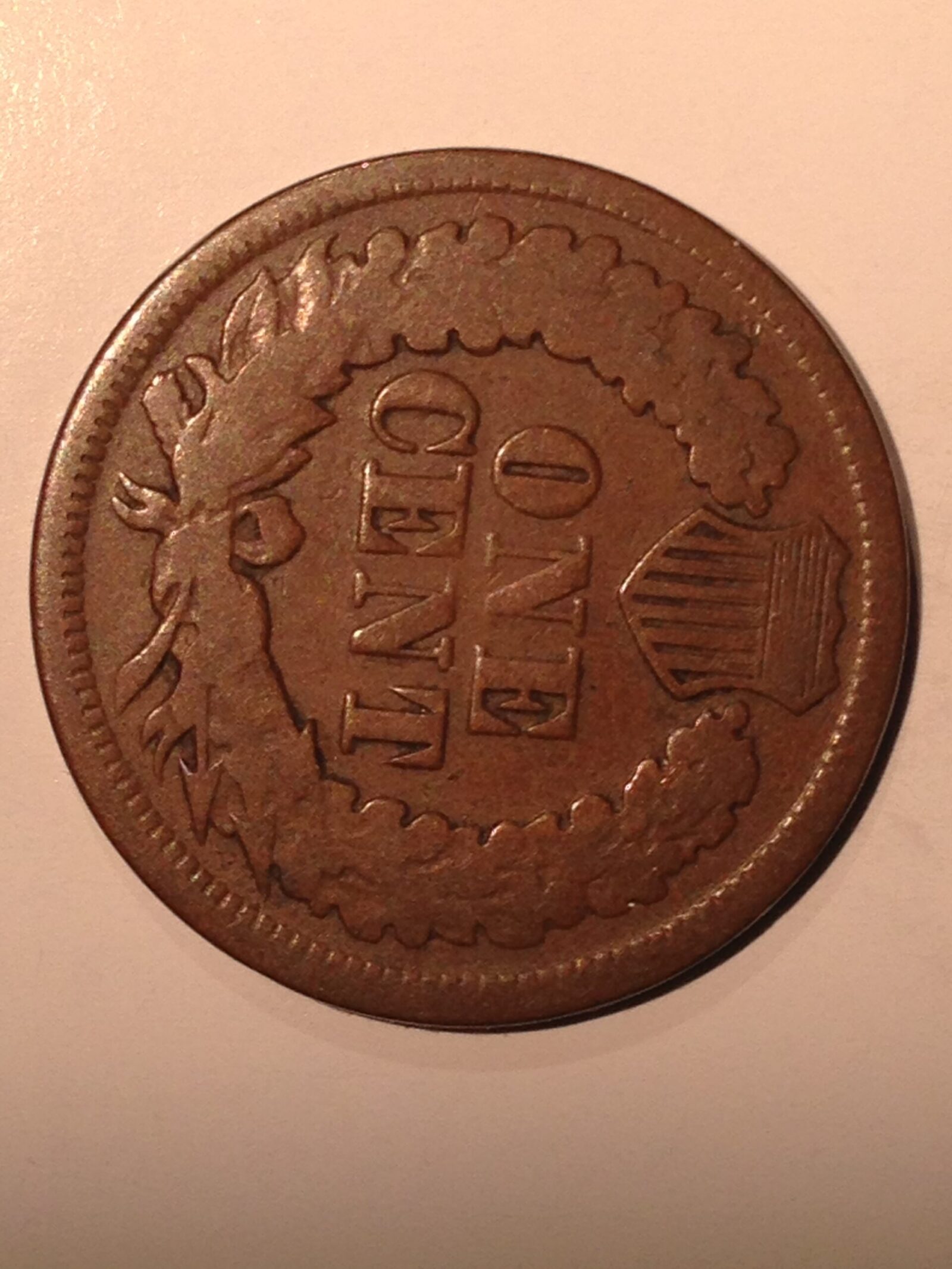 1864  Indian Cent Bronze F - Image 2