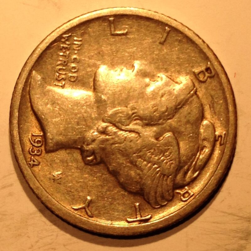 1934 Mercury Dime VG-VF