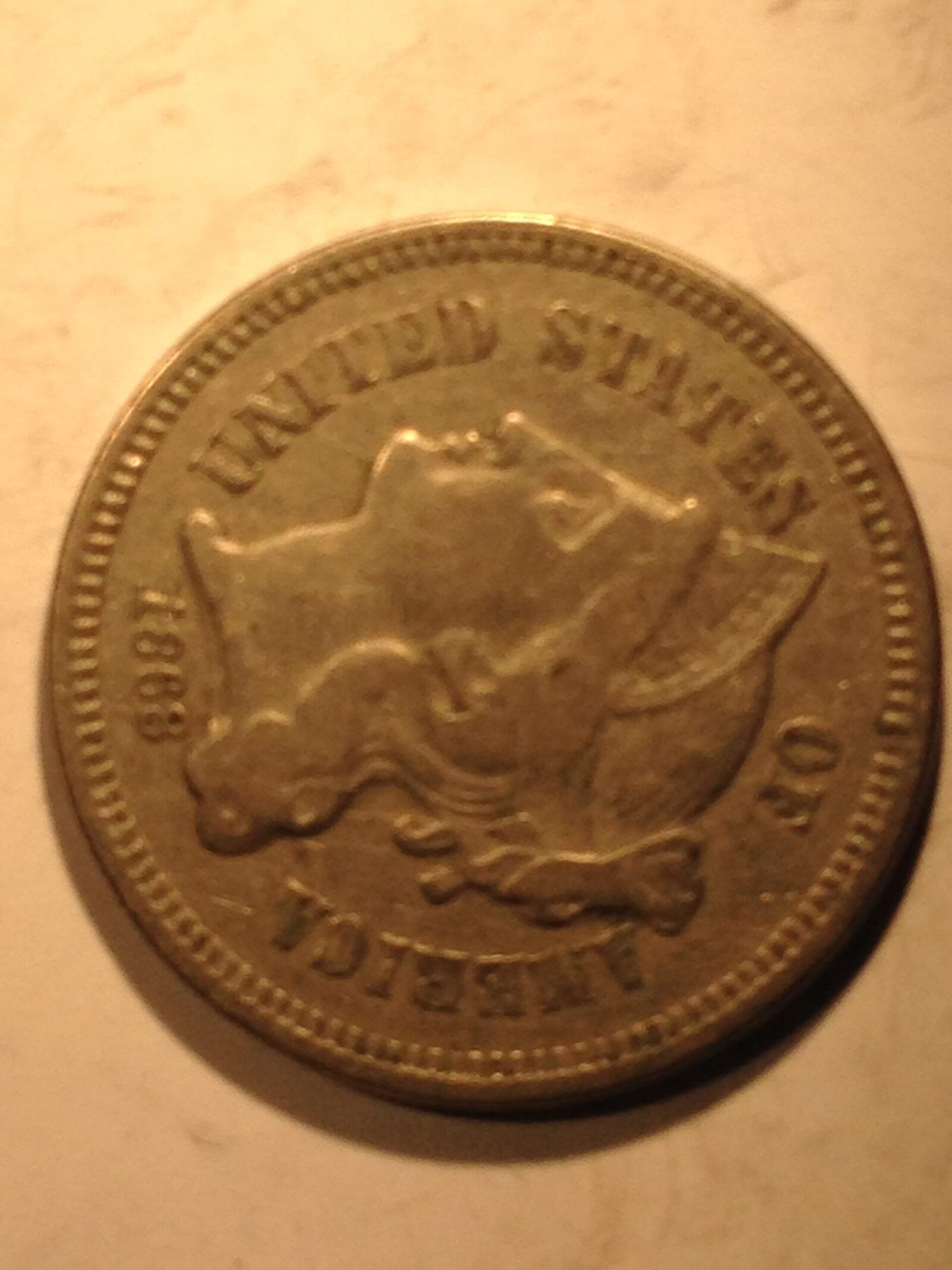 1868 Three Cent Nickel VF