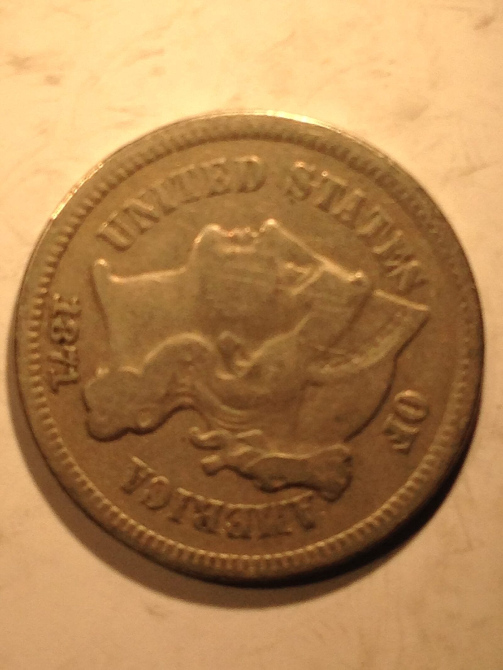 1871 Three Cent Nickel VF