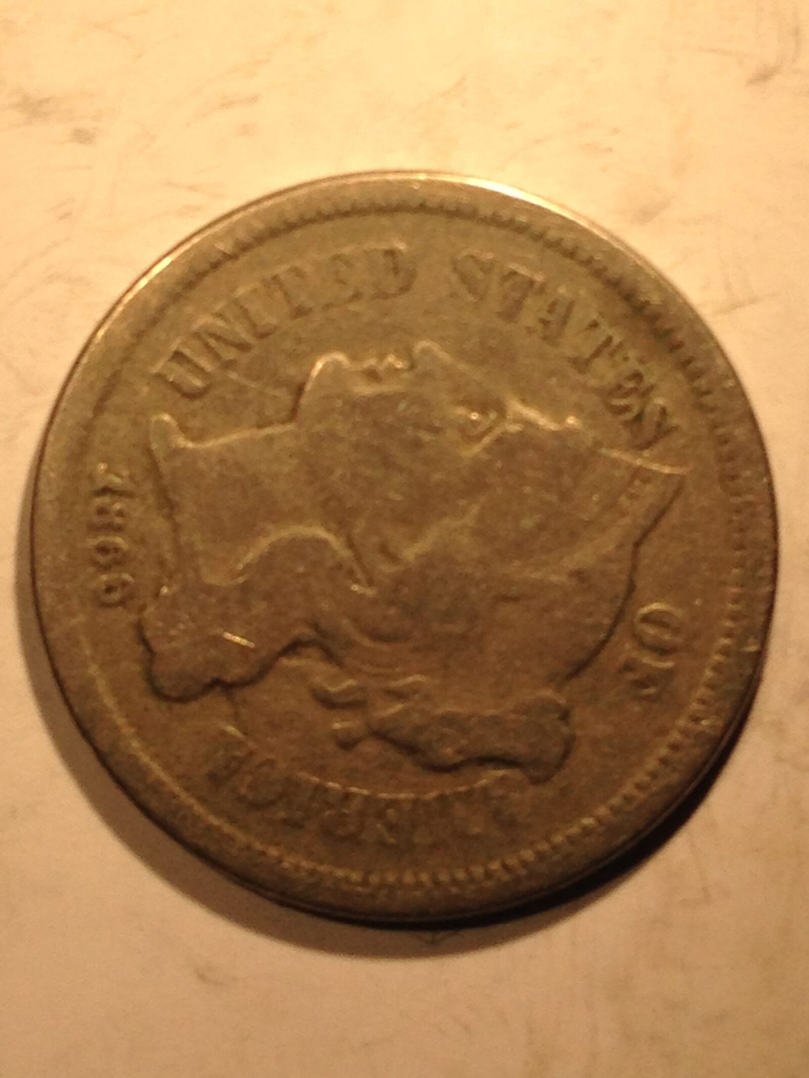 1866 Three Cent Nickel F