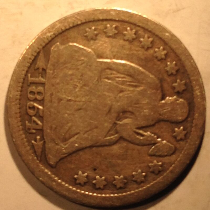 1854 W/Arrows Seated Dime F