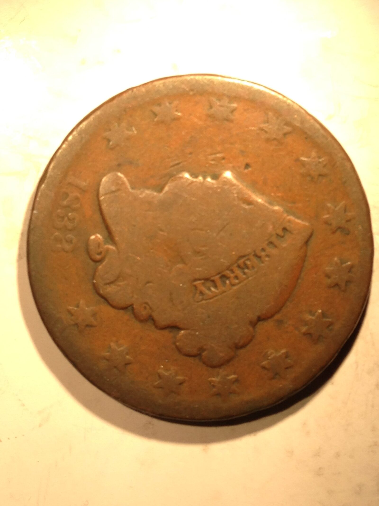 1833 Large Cent  G+