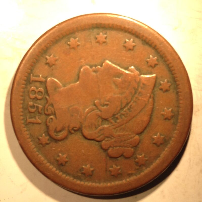 1851 Large Cent  F