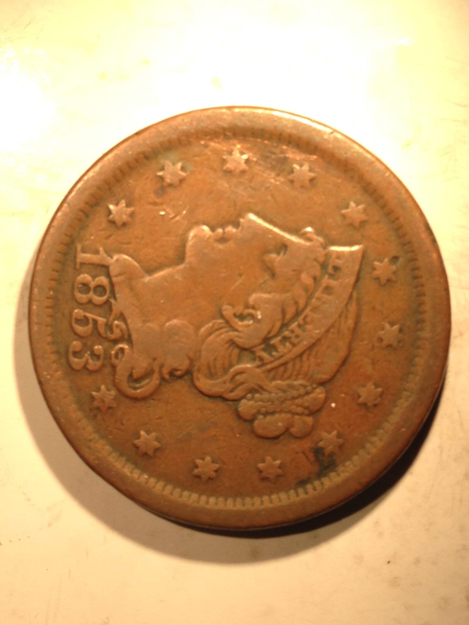 1853 Large Cent  F