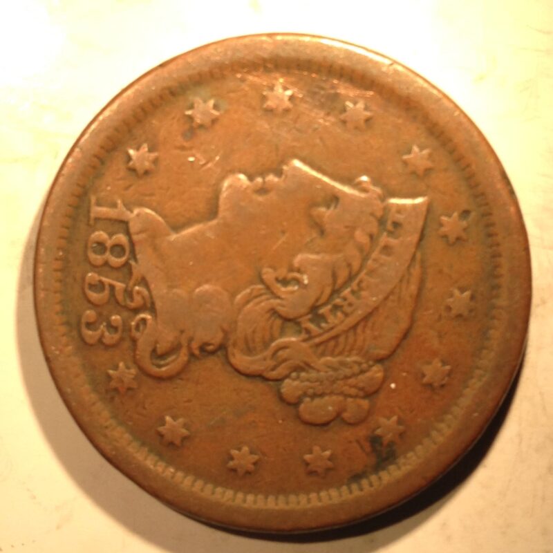 1853 Large Cent  F