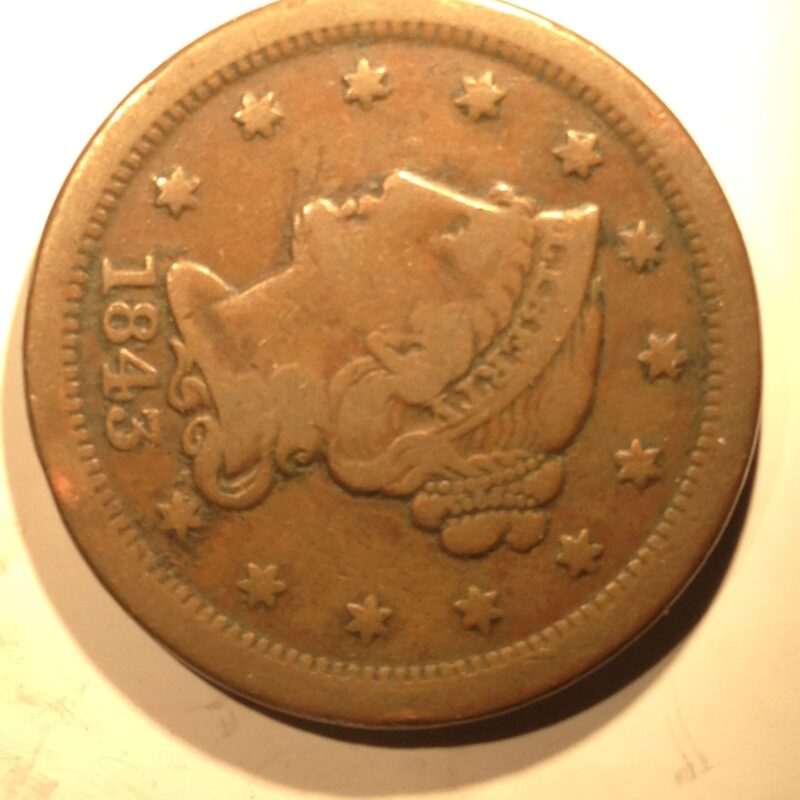 1843 Large Cent  VG