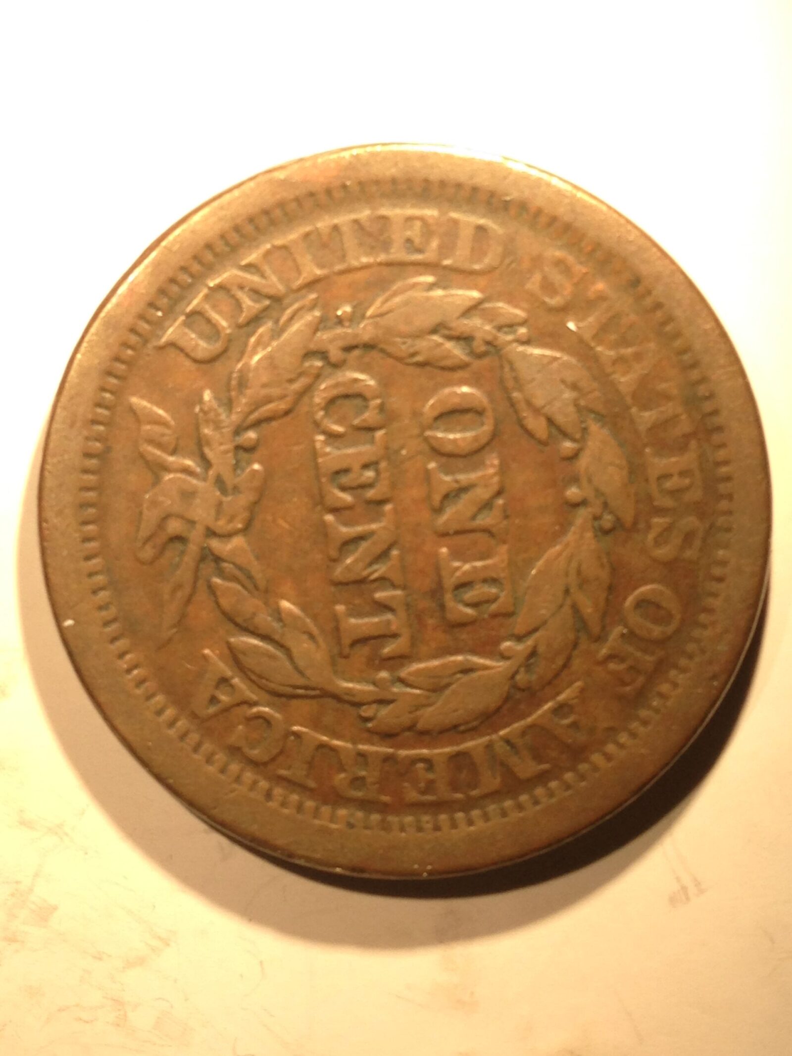 1843 Large Cent  VG - Image 2