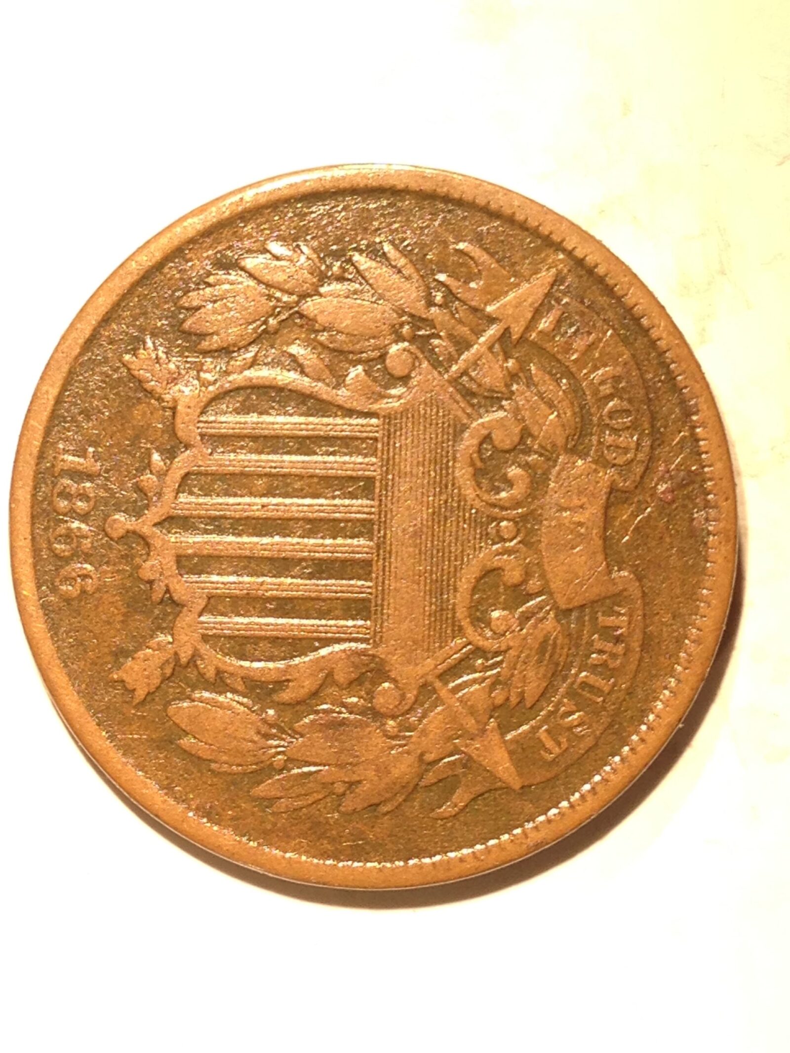 1866 Two Cent Piece F-VF