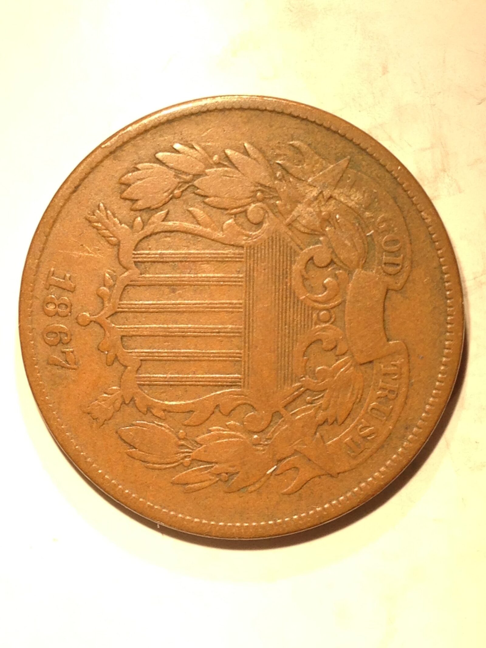 1867 Two Cent Piece VG-F