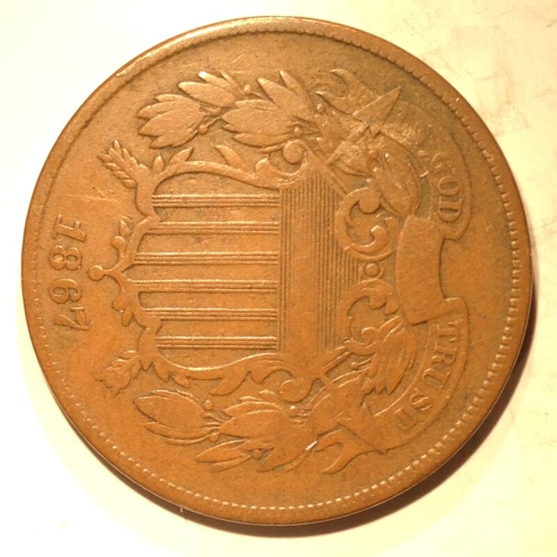 1867 Two Cent Piece VG-F