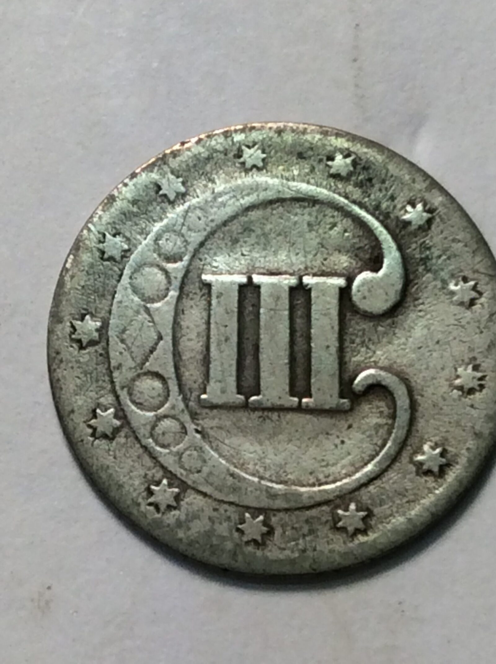 1853 Silver Three Cent Piece G - Image 2