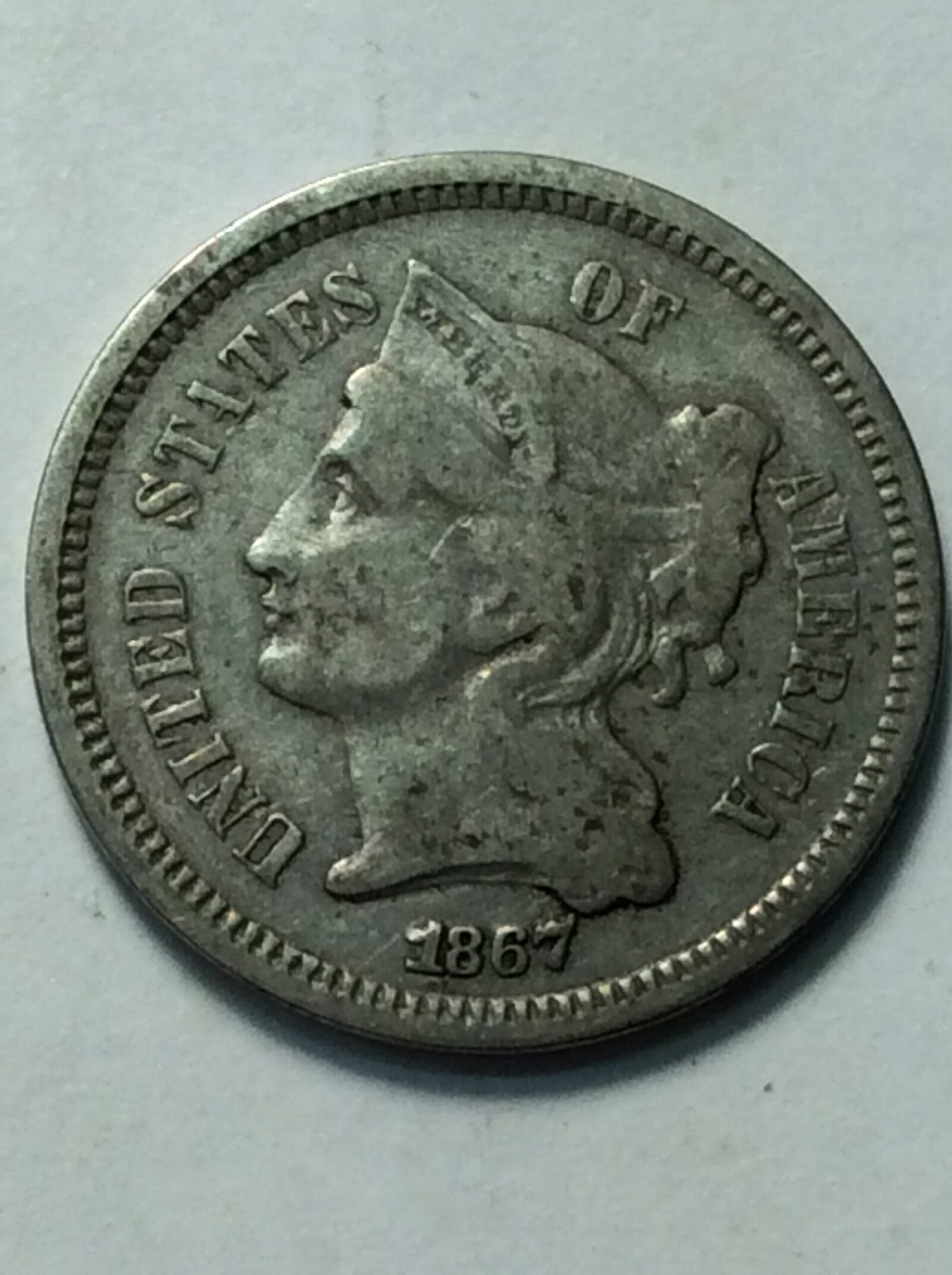 1867 Three Cent Nickel F