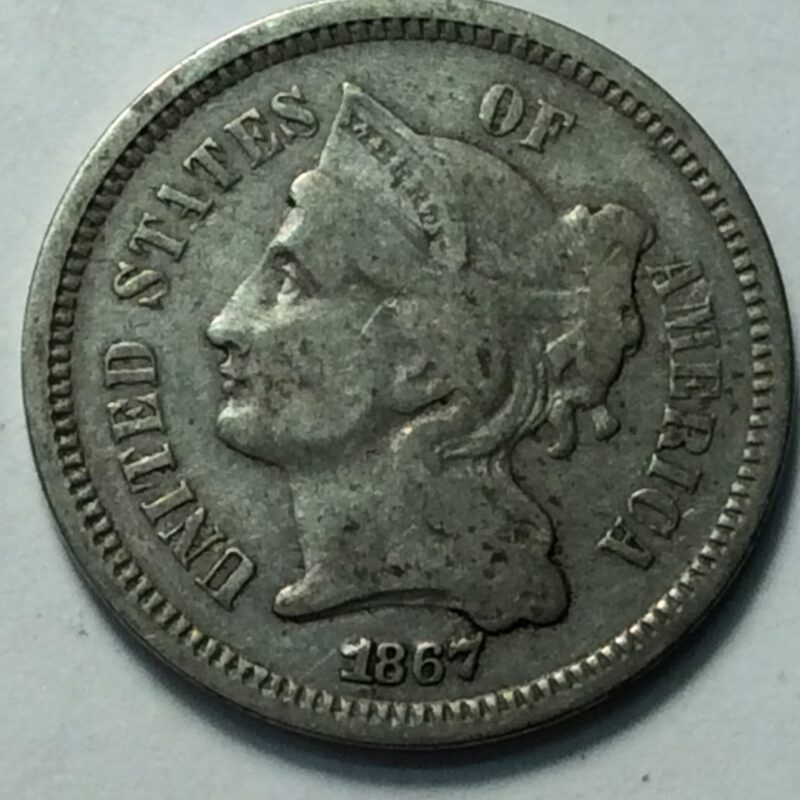 1867 Three Cent Nickel F