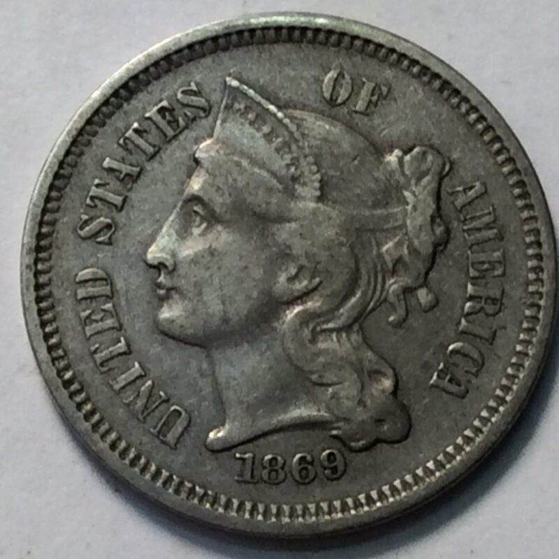 1869 Three Cent Nickel VF