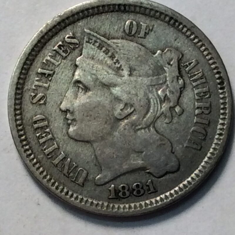 1881 Three Cent Nickel F