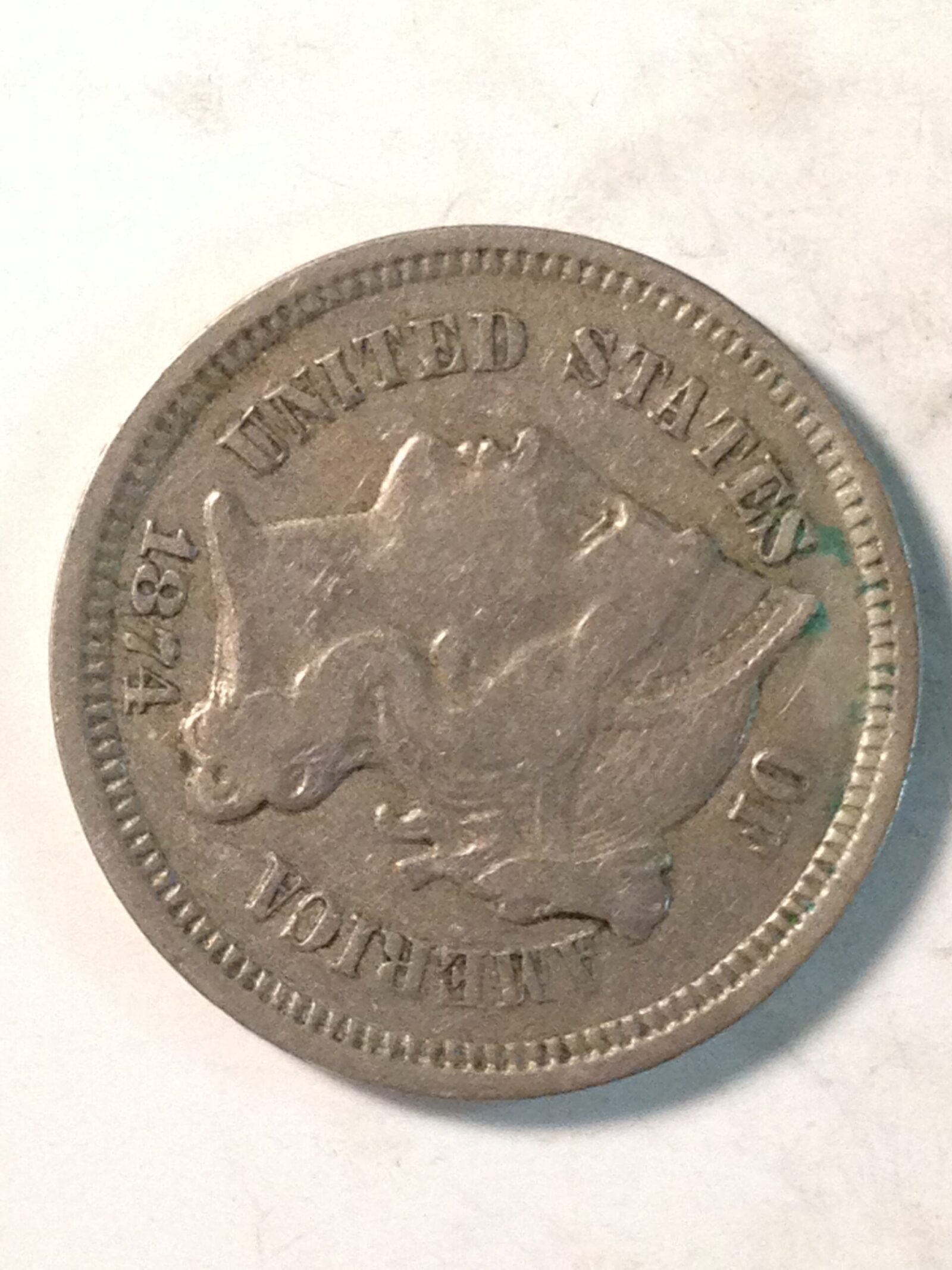 1874 Three Cent Nickel VF