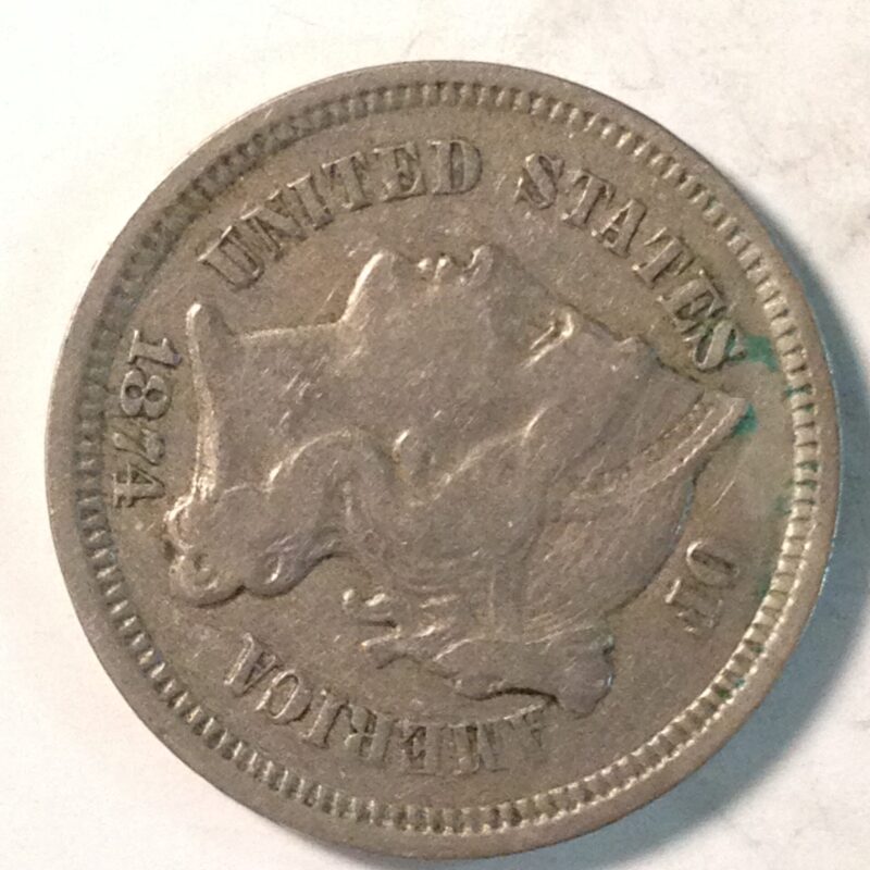 1874 Three Cent Nickel VF