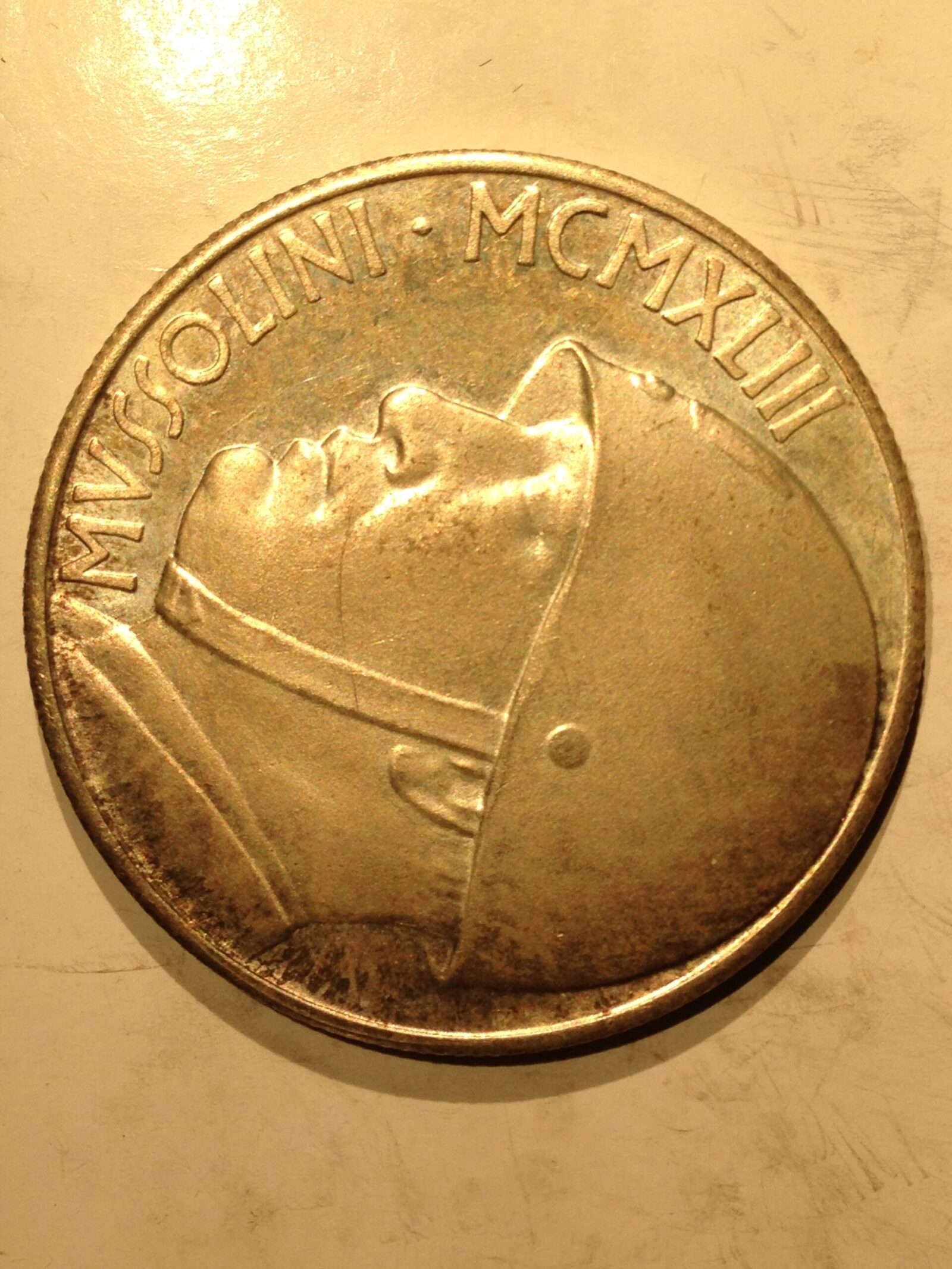 1943 Mussolini Fantasy Coin 20 Lira BU