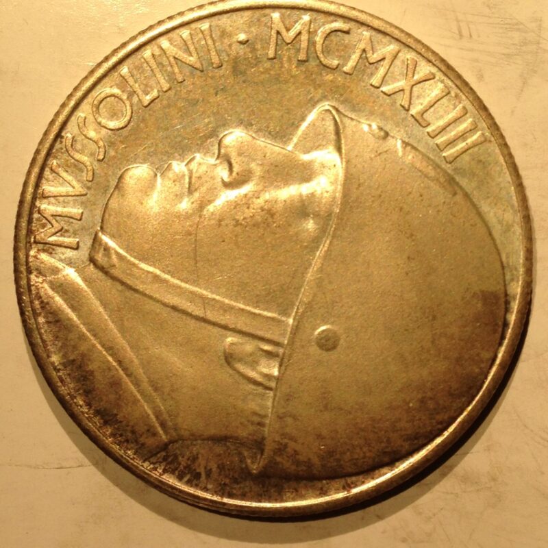 1943 Mussolini Fantasy Coin 20 Lira BU