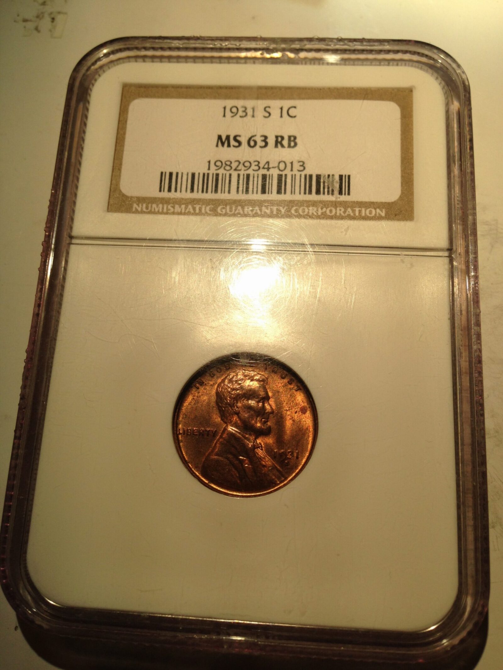 1931-S Lincoln Cent NGC MS-63 RB - Image 3