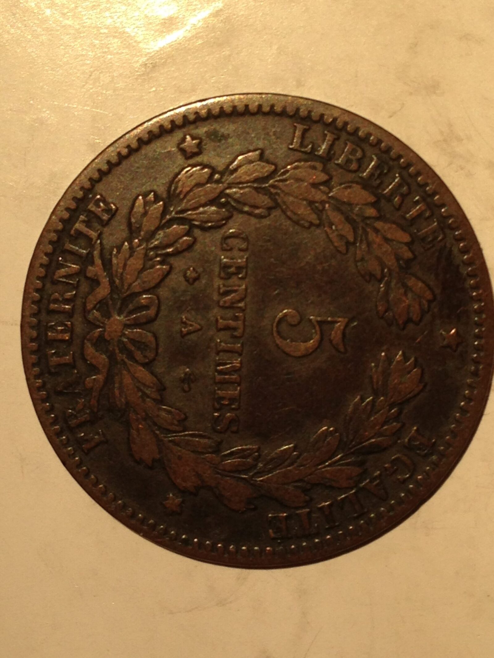 France 1872-A 5 Centime VF - Image 2
