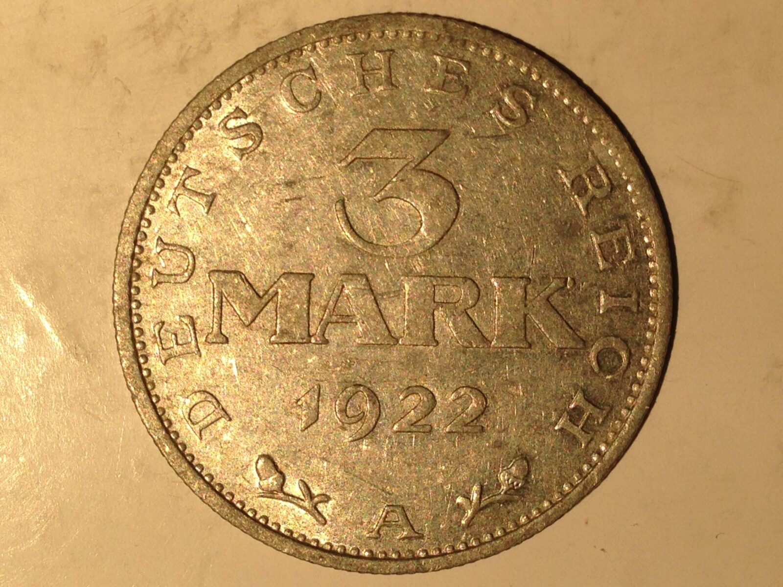 Germany 1922-A 3 Mark XF-AU - Image 2