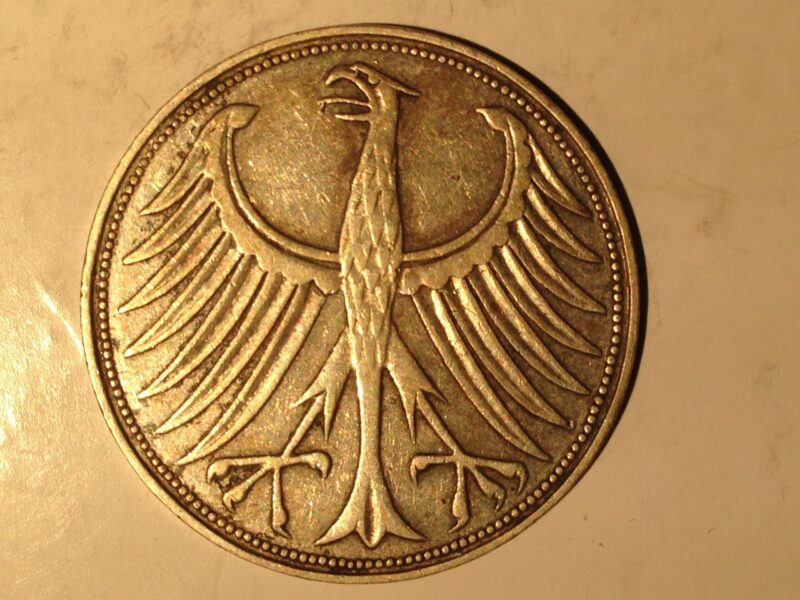 Germany 1957-D 5 Mark VF/XF