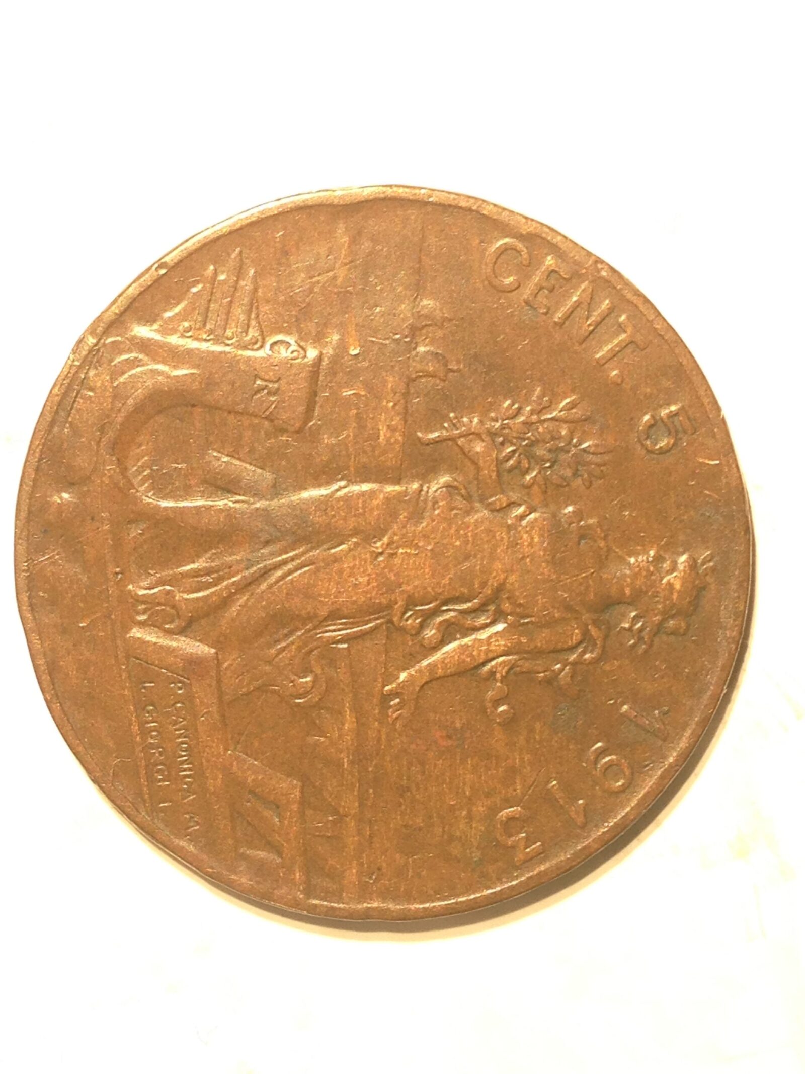 Italy 1913 5 Centesimi VF-XF - Image 2