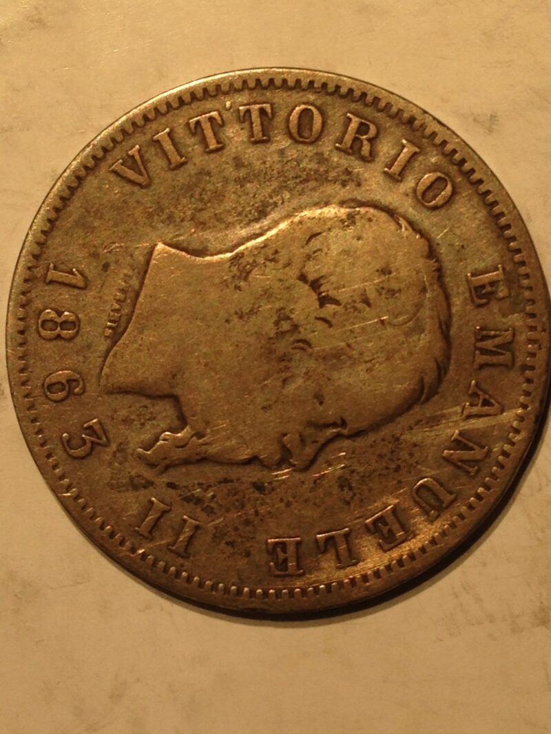Italy 1863 M Lire VG-F