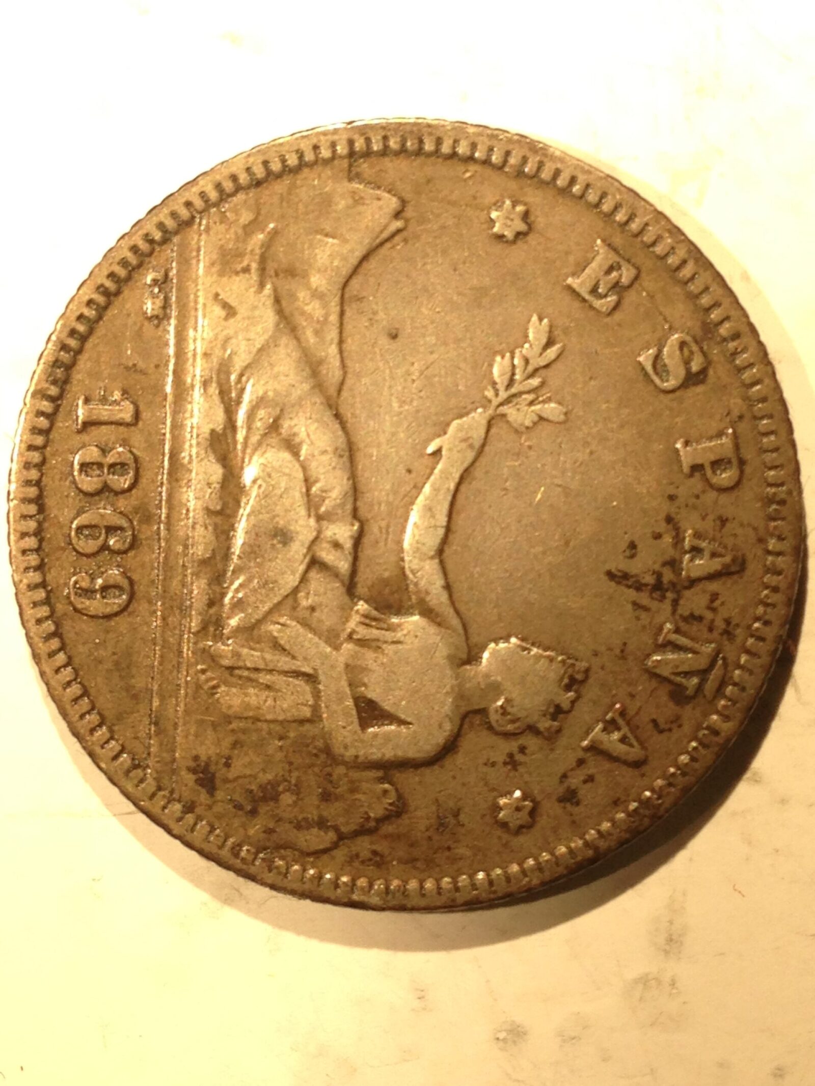 Spain 1869 2 Pesetas F