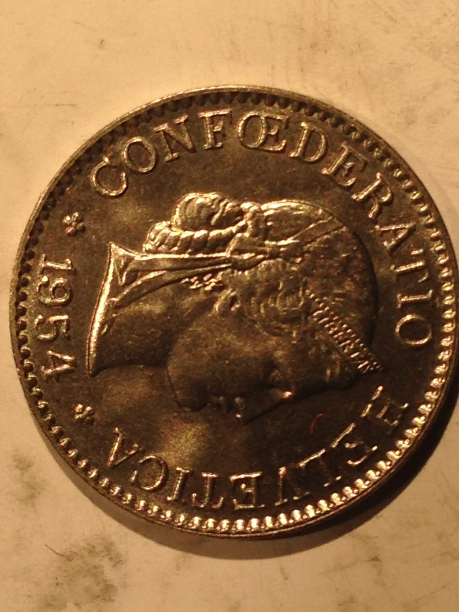 Switzerland 1954 B 5 Rappen Gem BU
