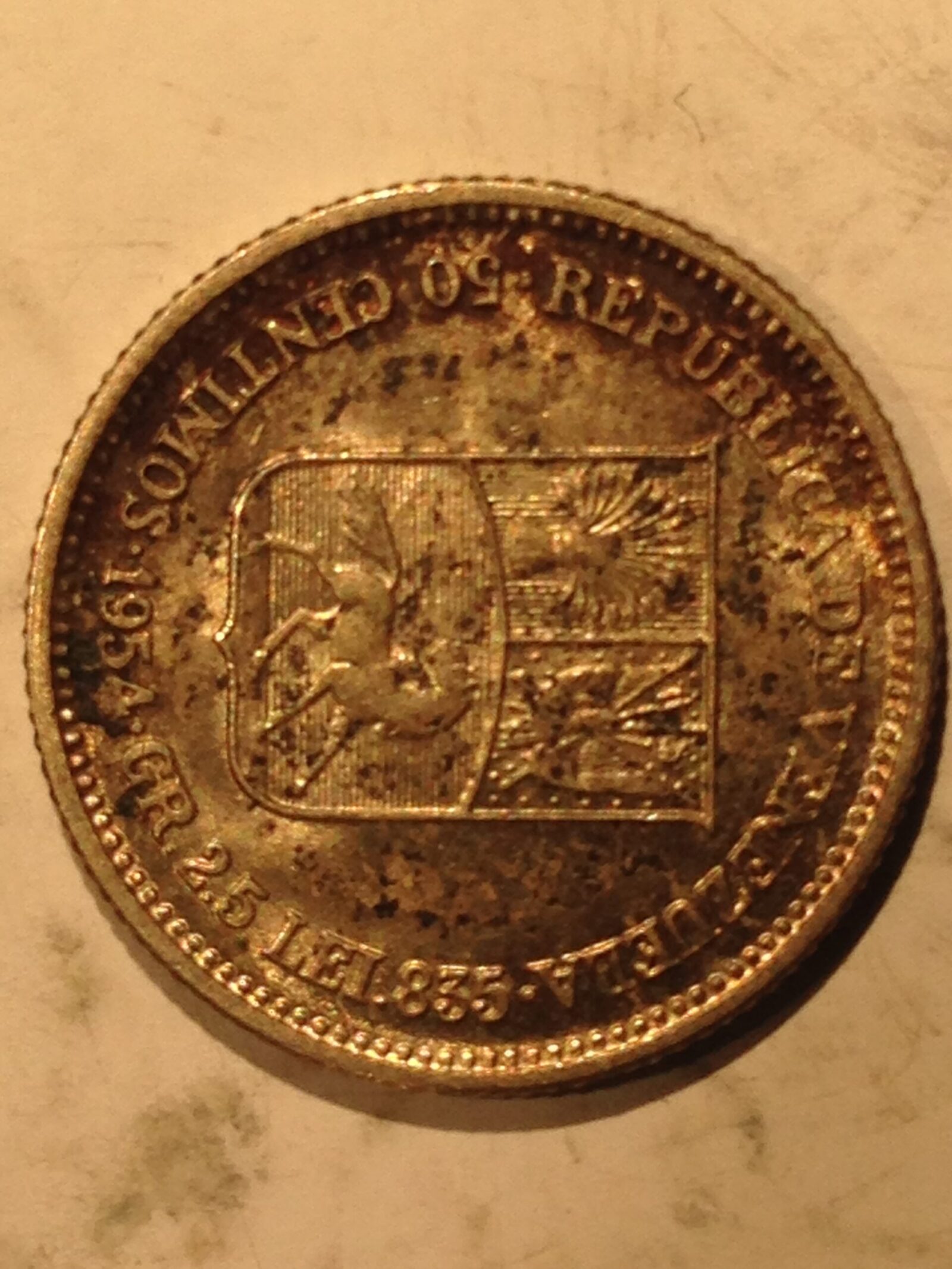 Venezuela 1954 50 Centimos MS-63 - Image 2
